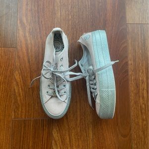 Converse ctas Miley Cyrus pink and silver glitter platform size 7.5